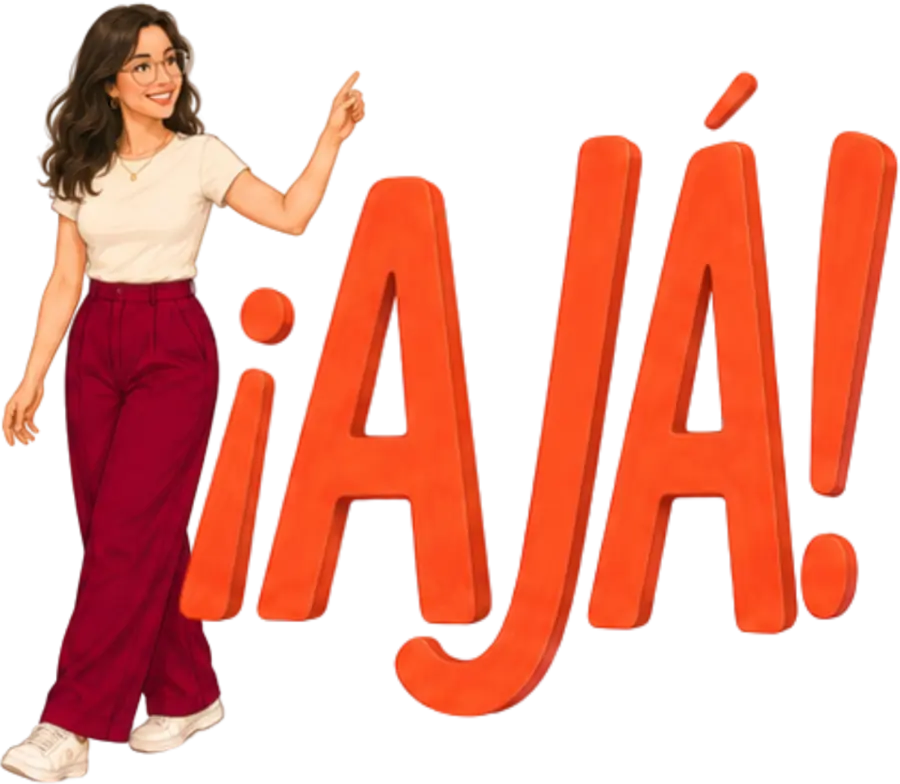 Elena Cadenas junto a las letras monumentales del Método AJÁ