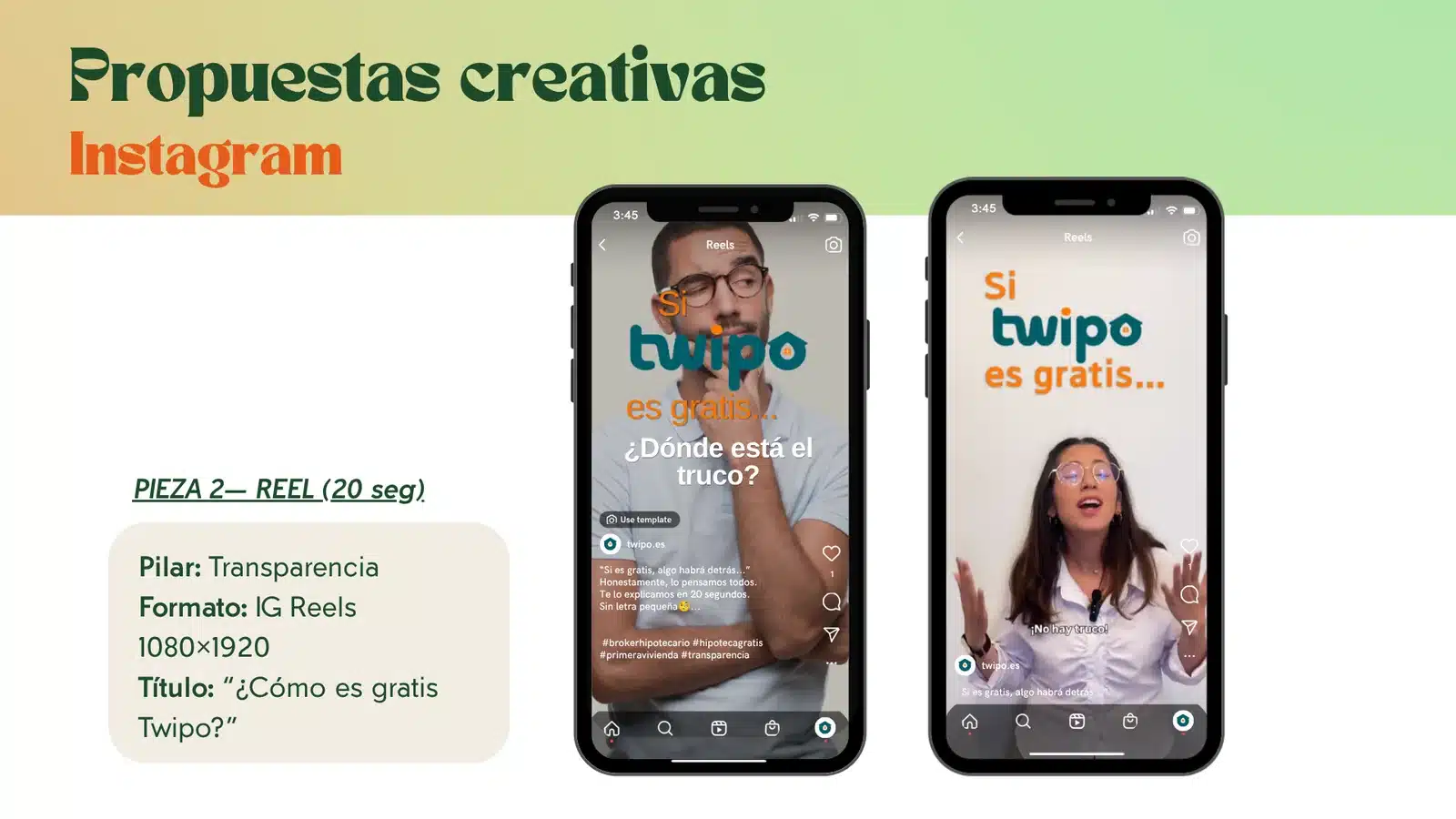 Propuesta creativa de reel sobre el modelo gratuito de Twipo